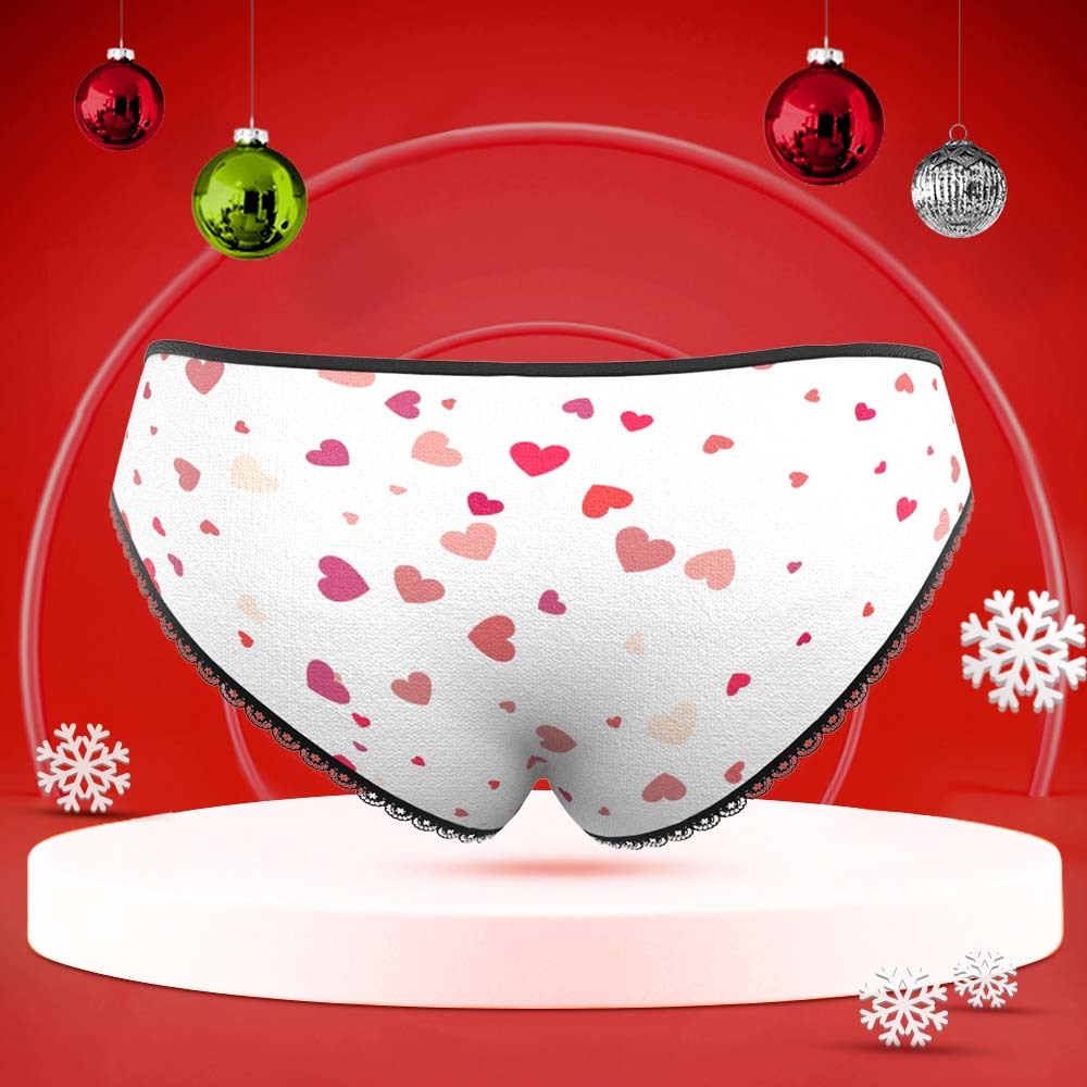 Custom Face Underwear with Couple's Picture Personalised Love Telepathy Symbol Women's Shorts Christmas Gift - MyFaceBoxerUK