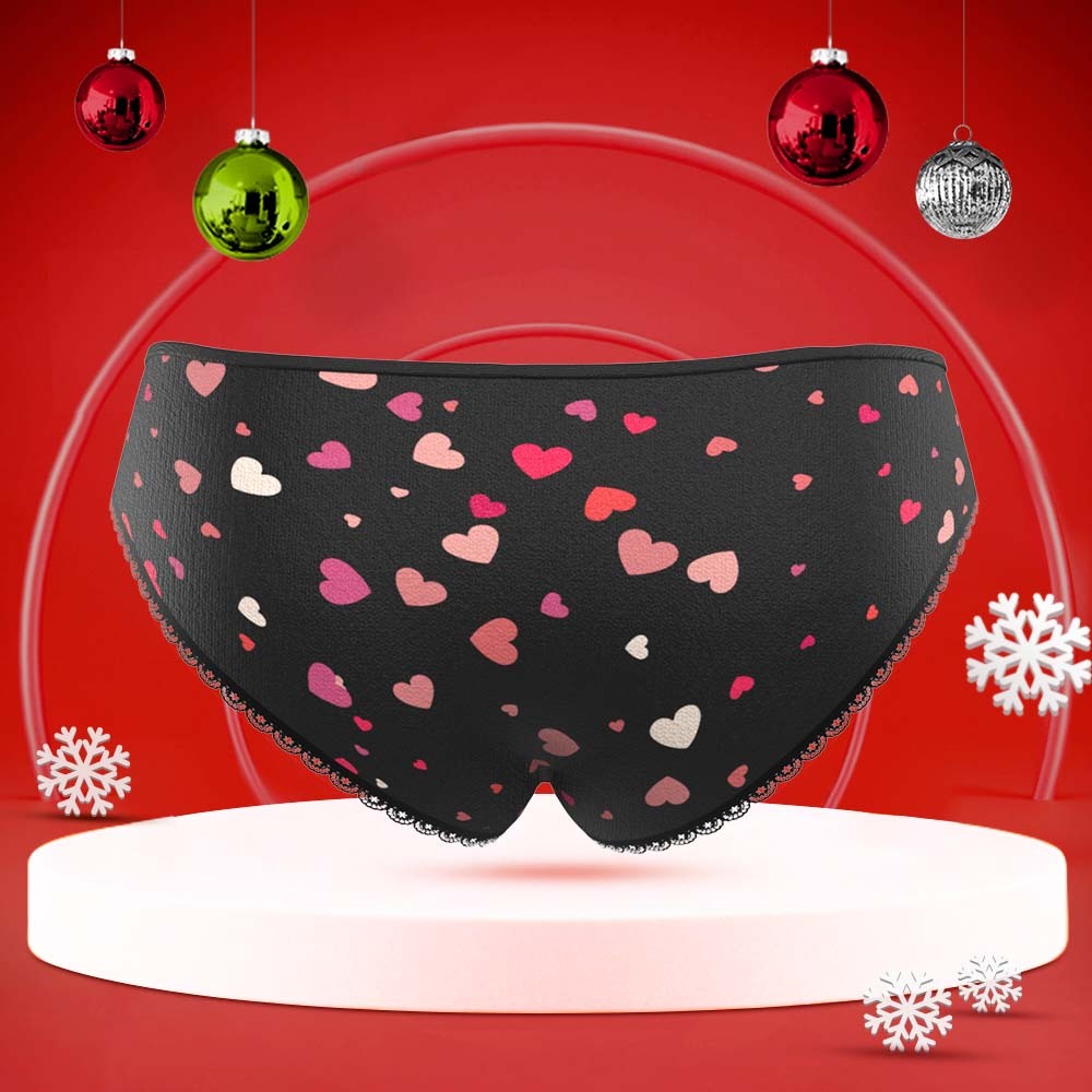 Custom Face Underwear with Couple's Picture Personalised Love Telepathy Symbol Women's Shorts Christmas Gift - MyFaceBoxerUK