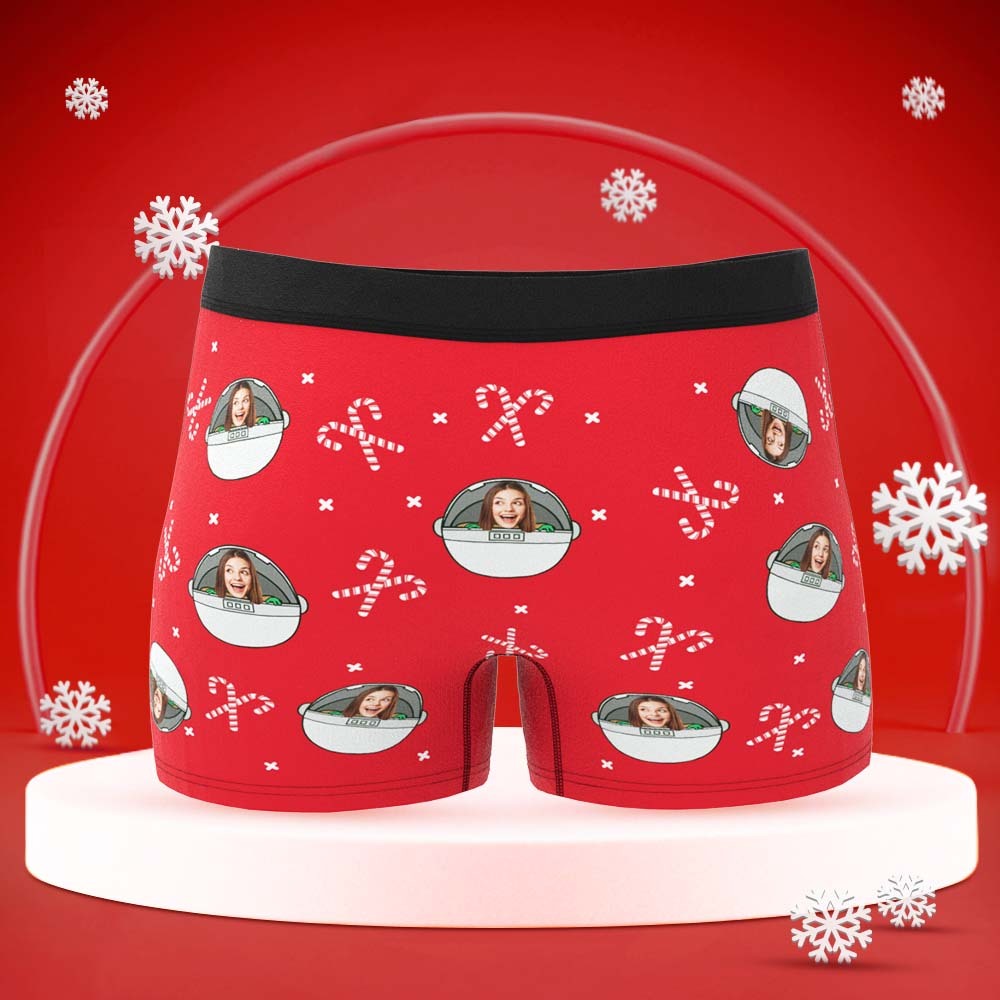 Custom Face Boxers Briefs Personalised Men's Shorts With Photo Christmas Gifts Red - MyFaceBoxerUK