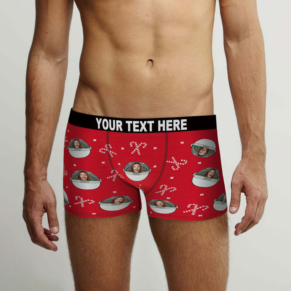 Custom Face Boxers Briefs Personalised Men's Shorts With Photo Christmas Gifts Red - MyFaceBoxerUK