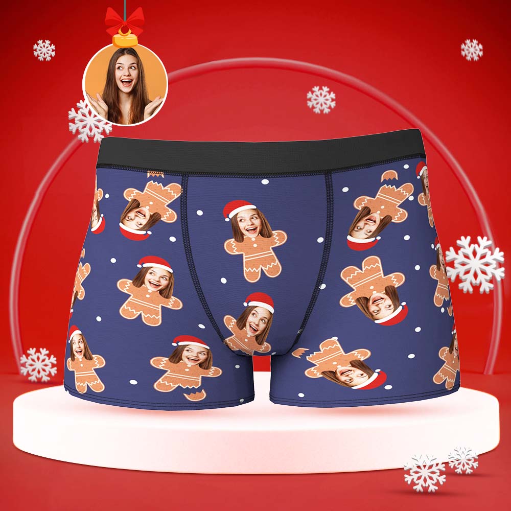 Custom Face Boxers Briefs Personalised Men's Shorts With Photo Christmas Gifts - Gingerbread	 - MyFaceBoxerUK