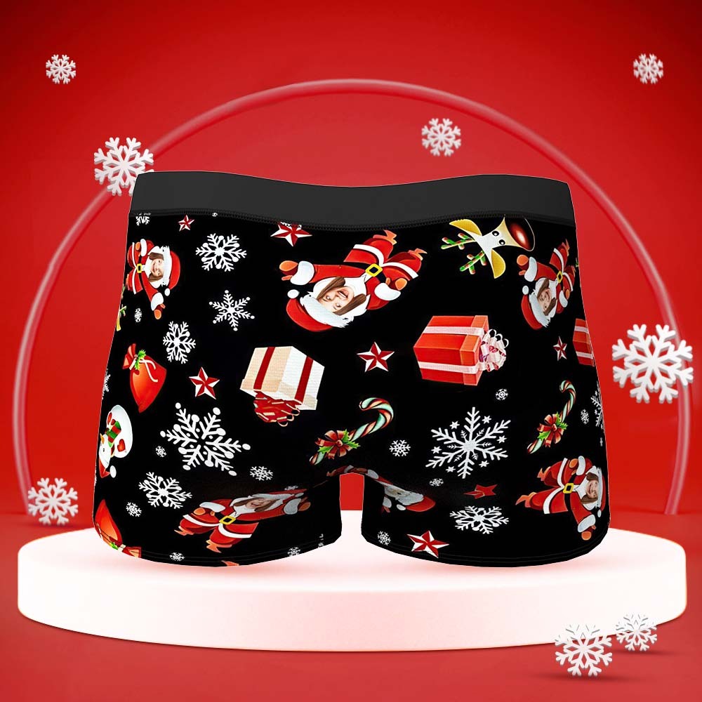 Custom Face Boxers Briefs Personalised Men's Shorts With Photo Santa Snowman Christmas Gifts - MyFaceBoxerUK