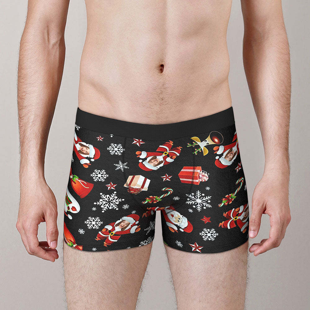 Custom Face Boxers Briefs Personalised Men's Shorts With Photo Santa Snowman Christmas Gifts - MyFaceBoxerUK