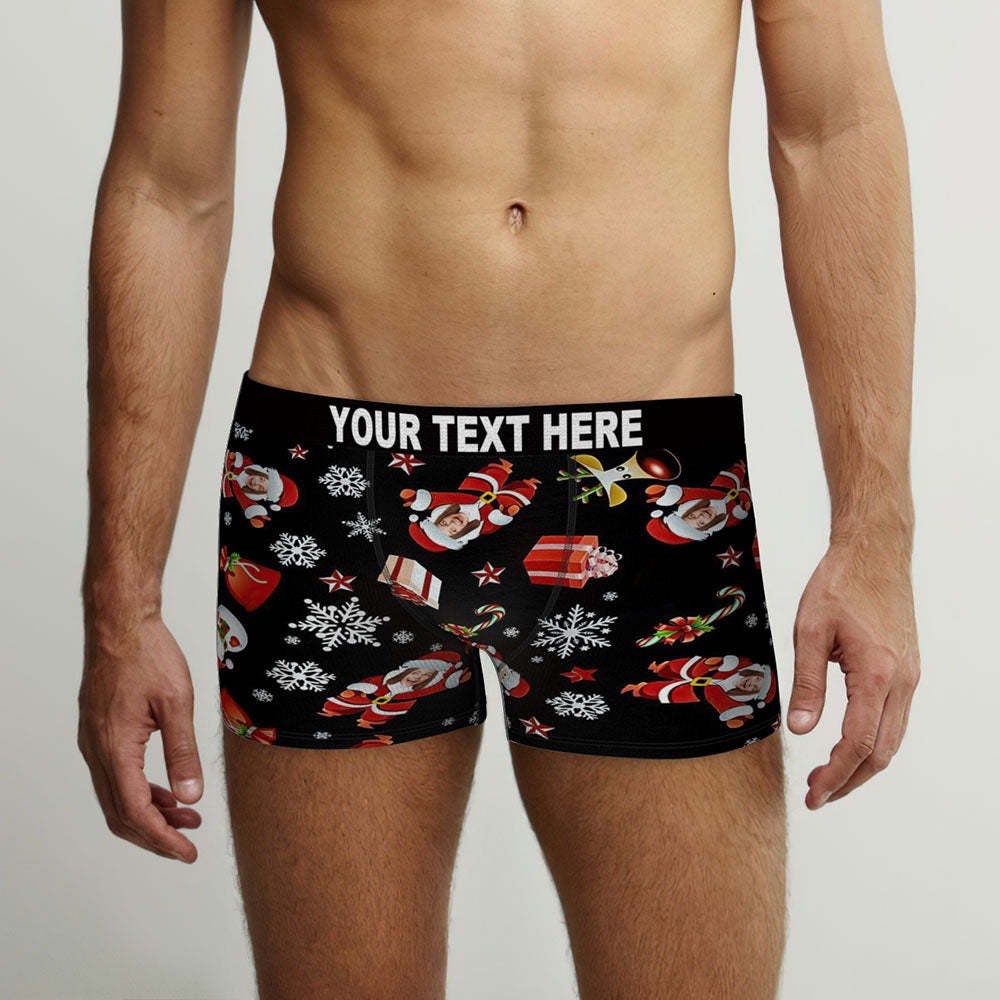 Custom Face Boxers Briefs Personalised Men's Shorts With Photo Santa Snowman Christmas Gifts - MyFaceBoxerUK