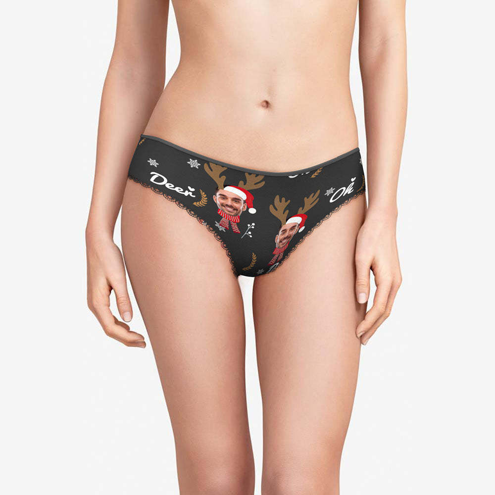 Custom Face Underwear Personalised Women Panties With Photo Christmas Reindeer - MyFaceBoxerUK