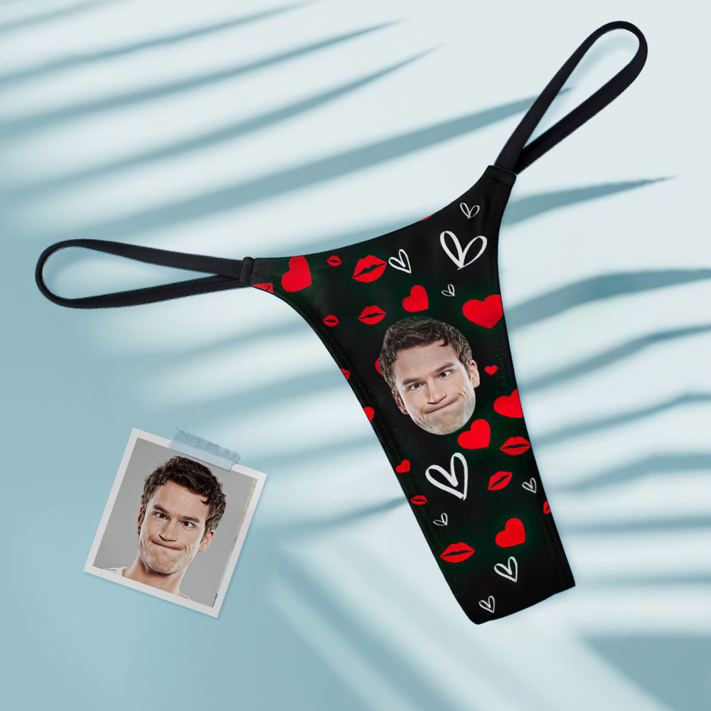Custom Face Sexy Women's Tanga Thong Red Lips Heart Thong	 - MyFaceBoxerUK