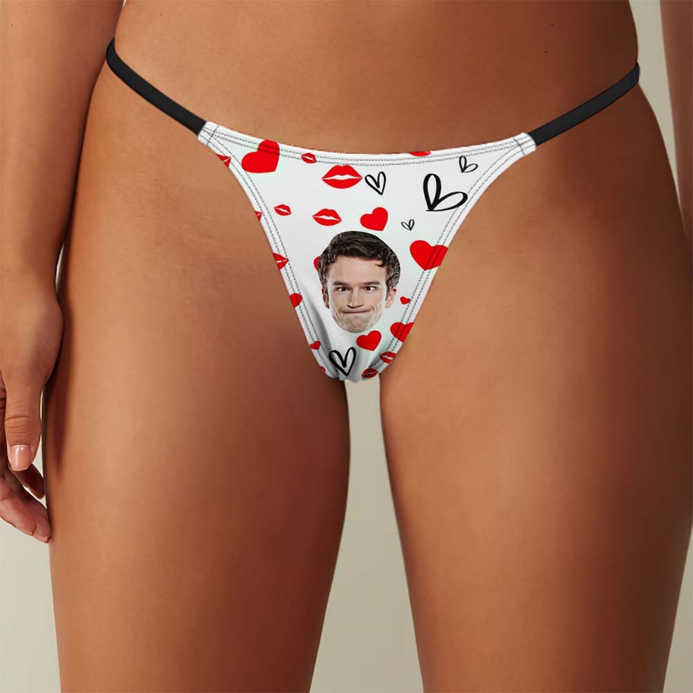 Custom Face Sexy Women's Tanga Thong Red Lips Heart Thong - MyFaceBoxerUK