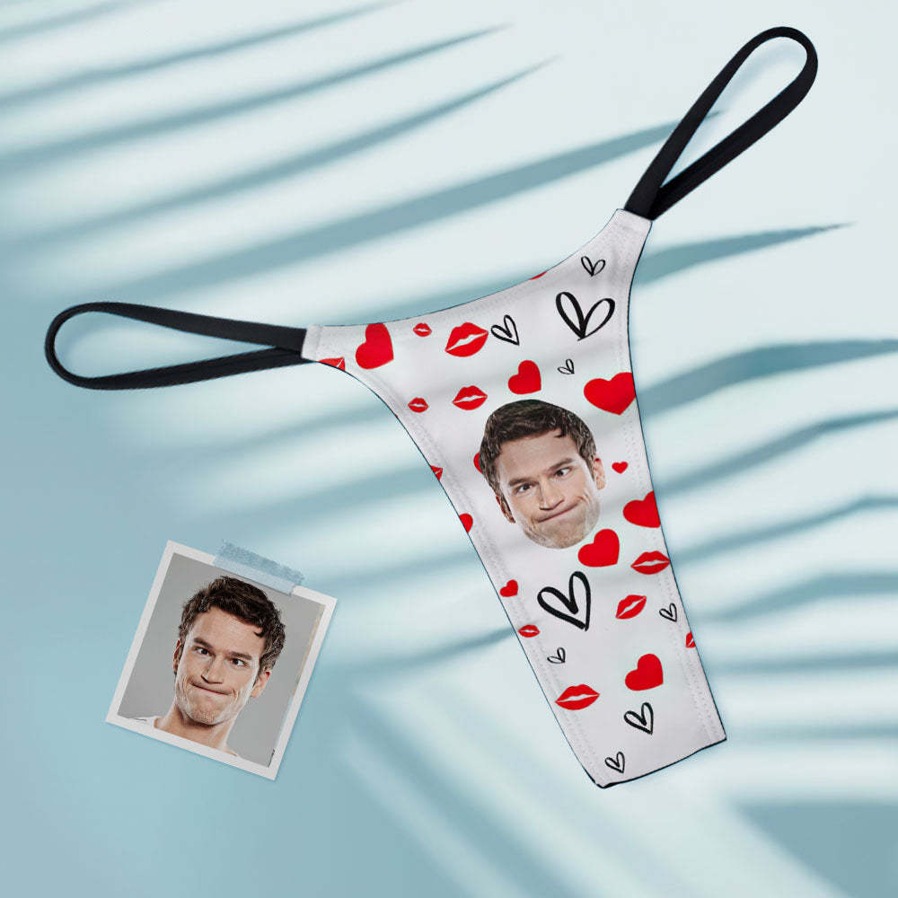 Custom Face Sexy Women's Tanga Thong Red Lips Heart Thong - MyFaceBoxerUK