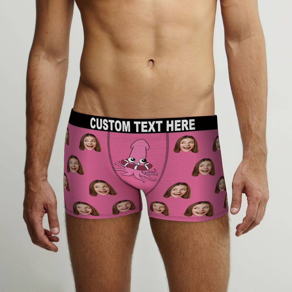 Custom Face Boxer Briefs Naughty Octopus Personalised Funny Valentine's Day Gift for Him	 - MyFaceBoxerUK