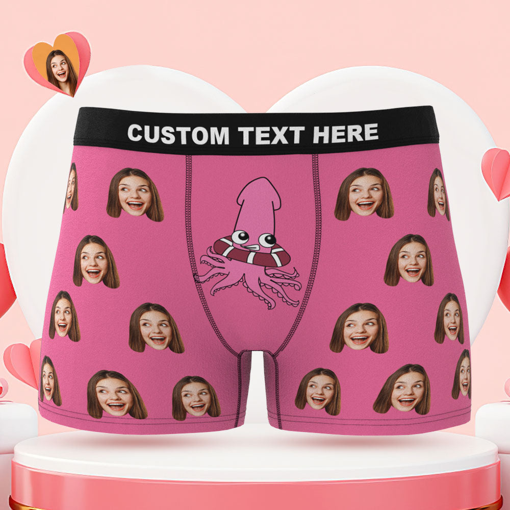 Custom Face Boxer Briefs Naughty Octopus Personalised Funny Valentine's Day Gift for Him	 - MyFaceBoxerUK