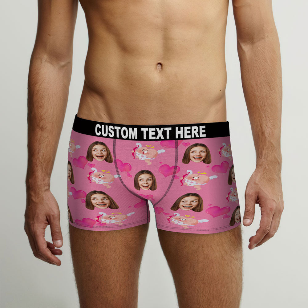 Custom Face Boxer Briefs Launch with Love Personalised Funny Valentine's Day Gift for Him	 - MyFaceBoxerUK