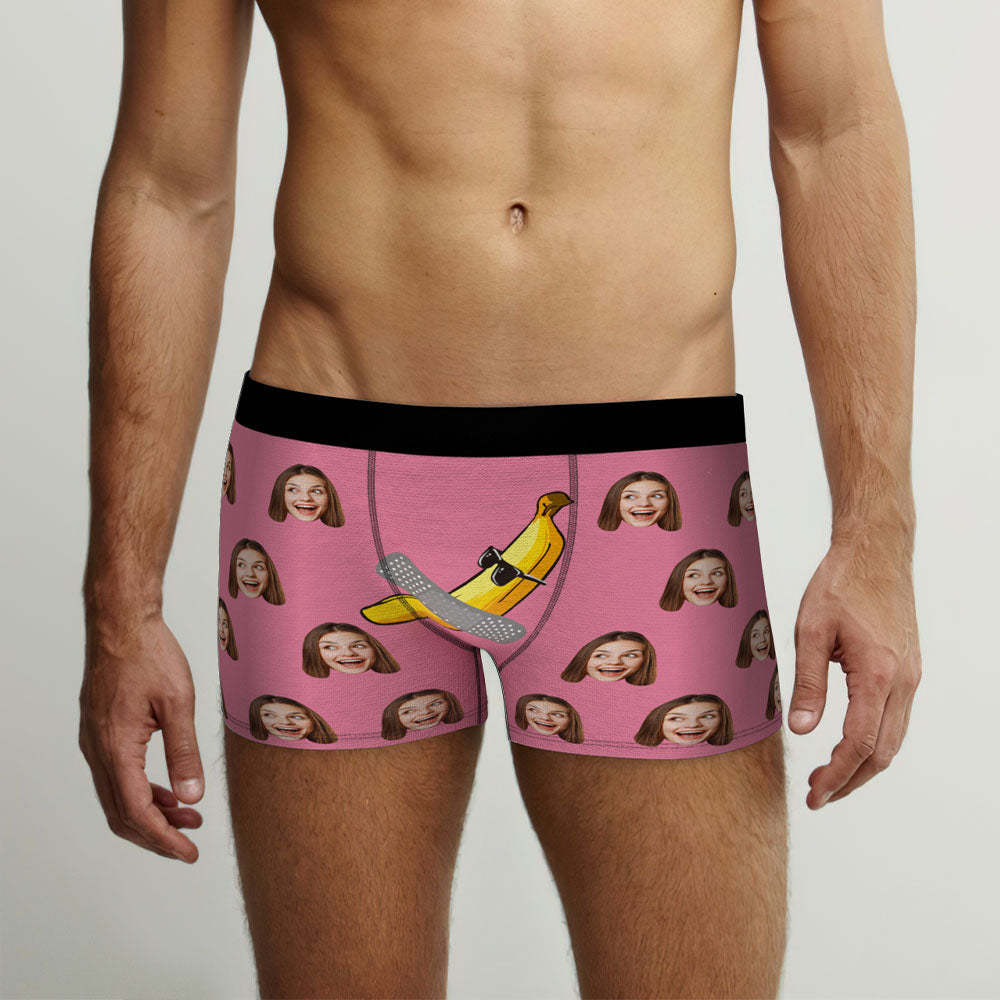 Custom Face Boxer Briefs Naughty Banana Personalised Funny Valentine's Day Gift for Him - MyFaceBoxerUK