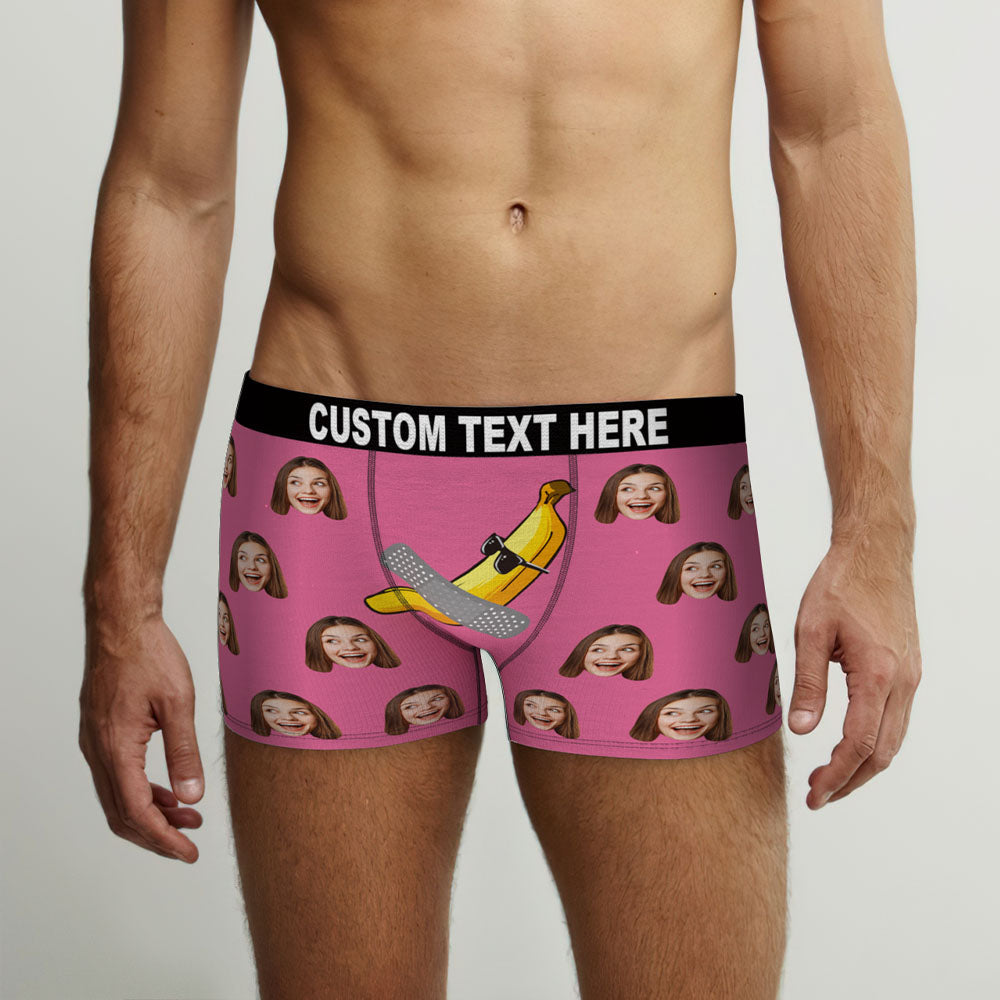 Custom Face Boxer Briefs Naughty Banana Personalised Funny Valentine's Day Gift for Him	 - MyFaceBoxerUK