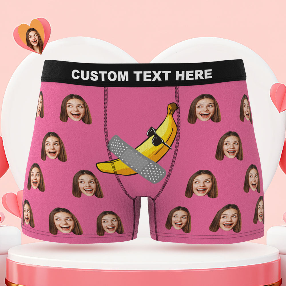 Custom Face Boxer Briefs Naughty Banana Personalised Funny Valentine's Day Gift for Him	 - MyFaceBoxerUK