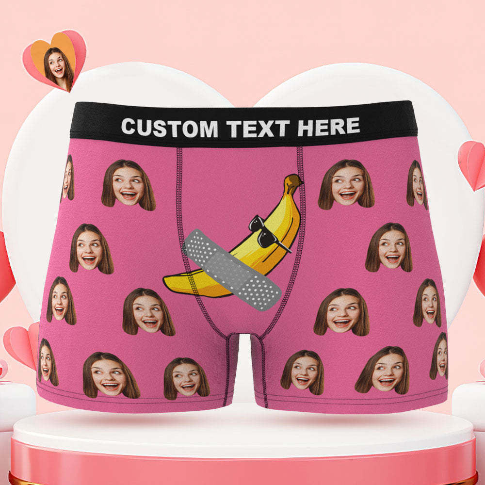 Custom Face Boxer Briefs Naughty Banana Personalised Funny Valentine's Day Gift for Him - MyFaceBoxerUK