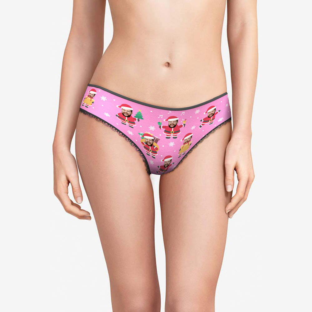 Custom Face Christmas Santa Pink Women's Panties Personalised Pink Christmas Gift - MyFaceBoxerUK