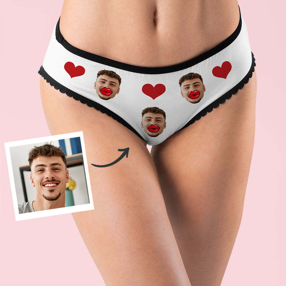 Custom Face Underwear Personalised Red Lips and Heart Underwear Valentine's Day Gift - MyFaceBoxerUK
