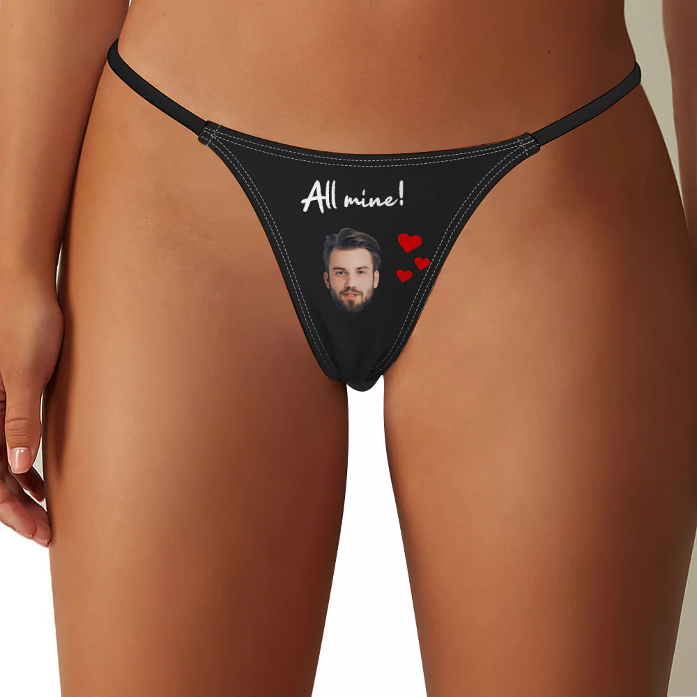 Custom Face All Mine Women's Tanga Thong Gift for Her	 - MyFaceBoxerUK