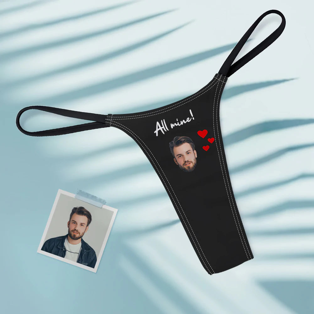 Custom Face All Mine Women's Tanga Thong Gift for Her	 - MyFaceBoxerUK