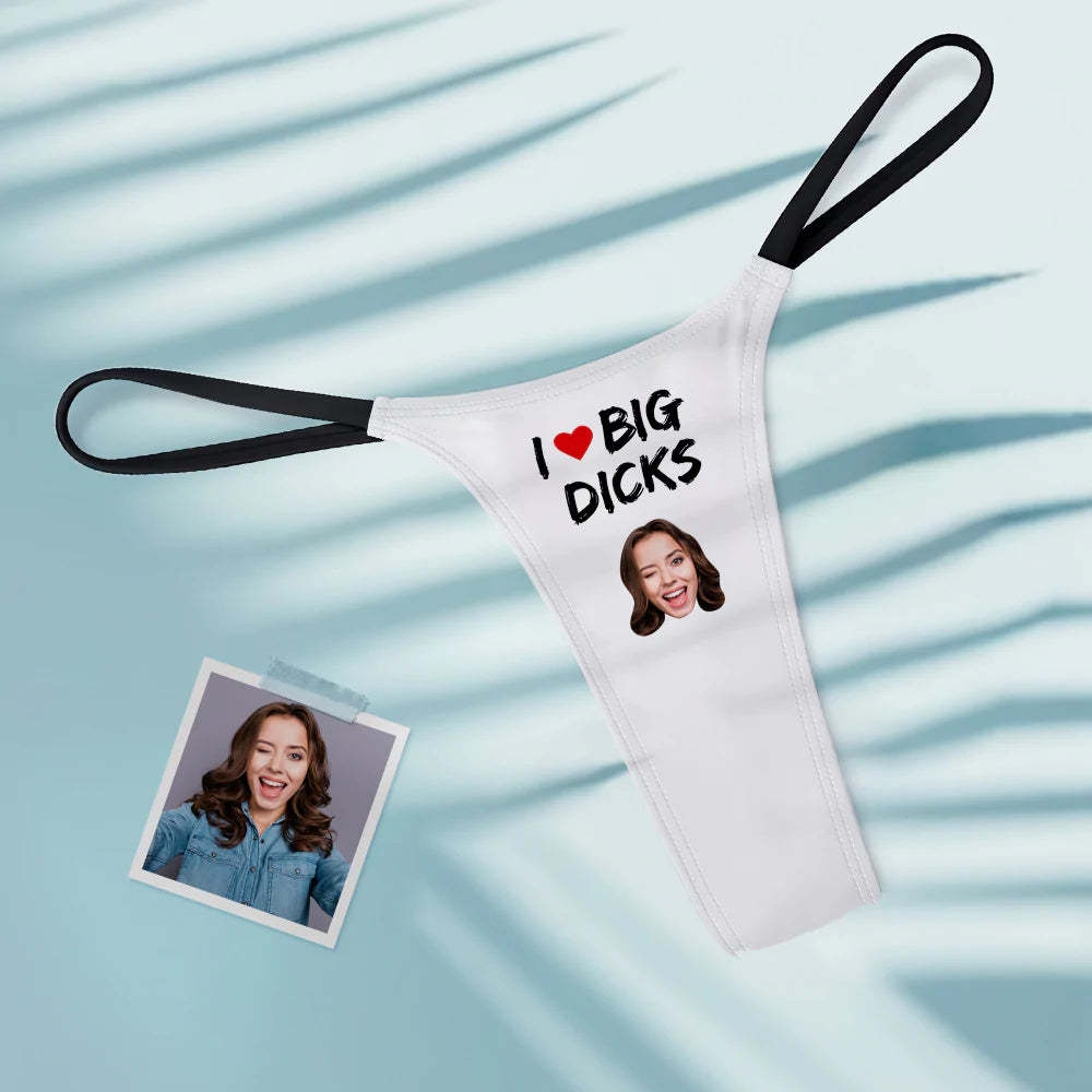 Custom Face I Love Big Dicks Women's Tanga Thong Gift for Her - MyFaceBoxerUK