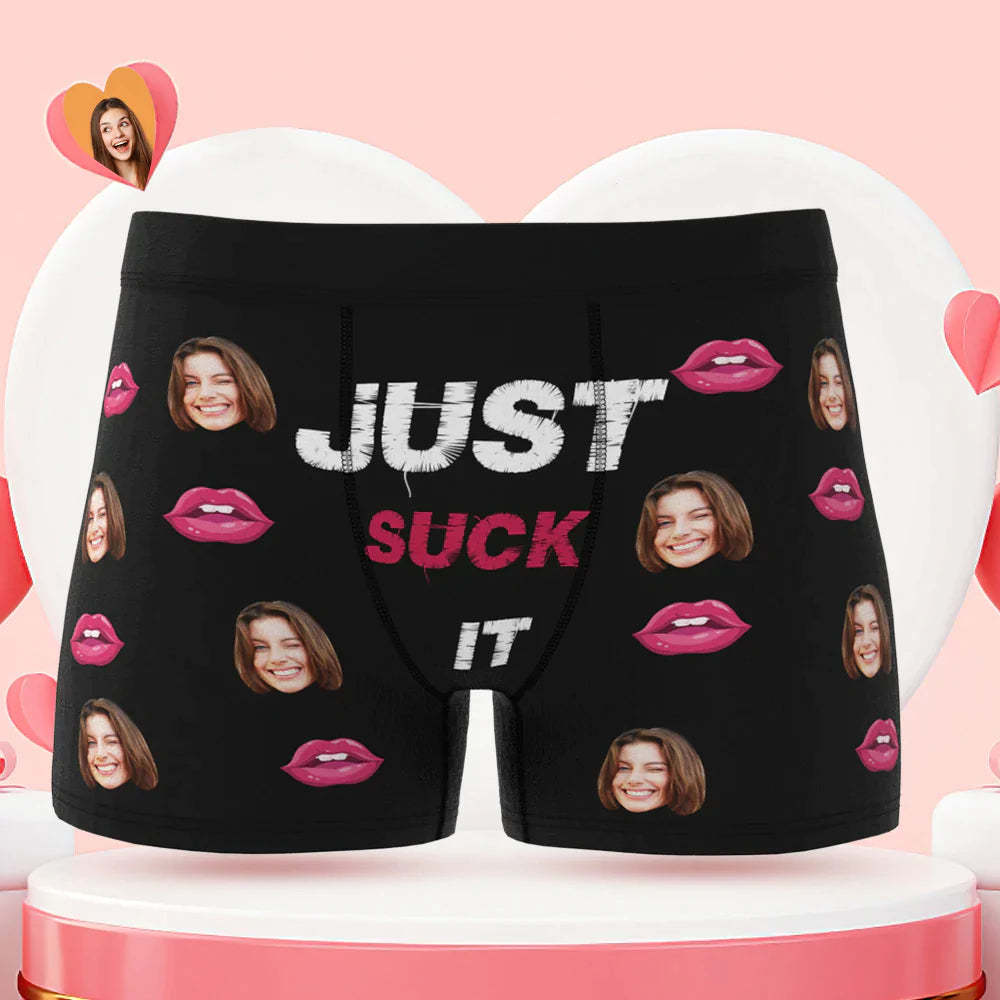Custom Face Boxer Briefs Just Suck It Personalised Naughty Valentine's Day Gift for Him - MyFaceBoxerUK