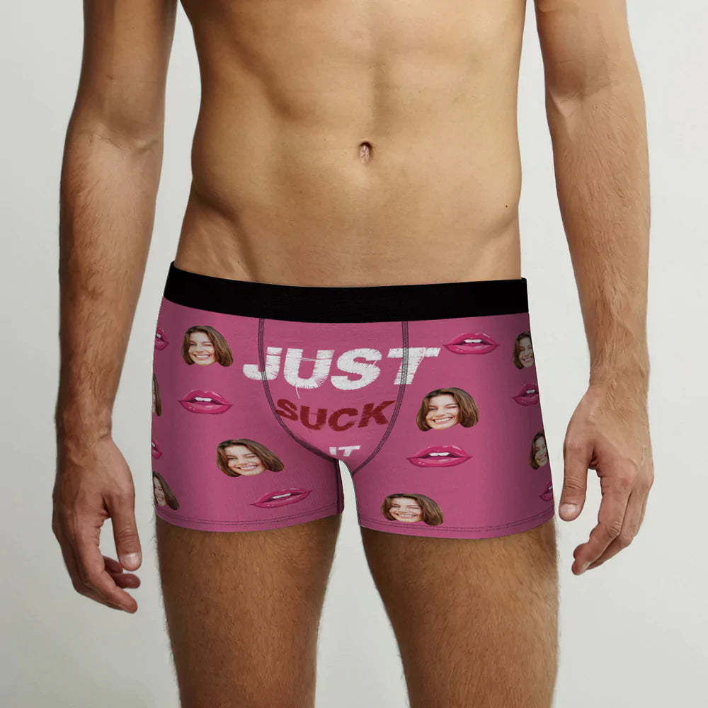 Custom Face Boxer Briefs Just Suck It Personalised Naughty Valentine's Day Gift for Him - MyFaceBoxerUK