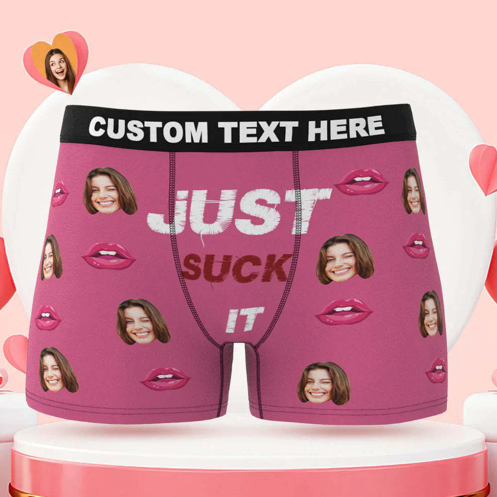 Custom Face Boxer Briefs Just Suck It Personalised Naughty Valentine's Day Gift for Him - MyFaceBoxerUK