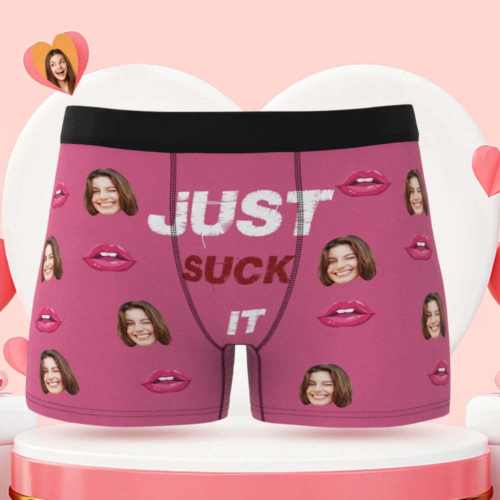 Custom Face Boxer Briefs Just Suck It Personalised Naughty Valentine's Day Gift for Him - MyFaceBoxerUK