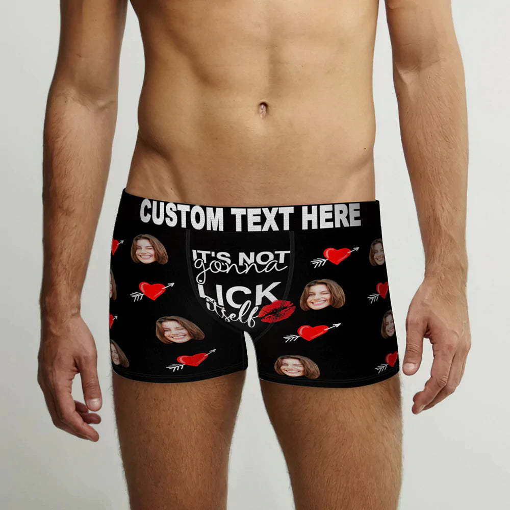 Custom Face Lick Itself Boxer Briefs Personalised Naughty Valentine's Day Gift for Him - MyFaceBoxerUK