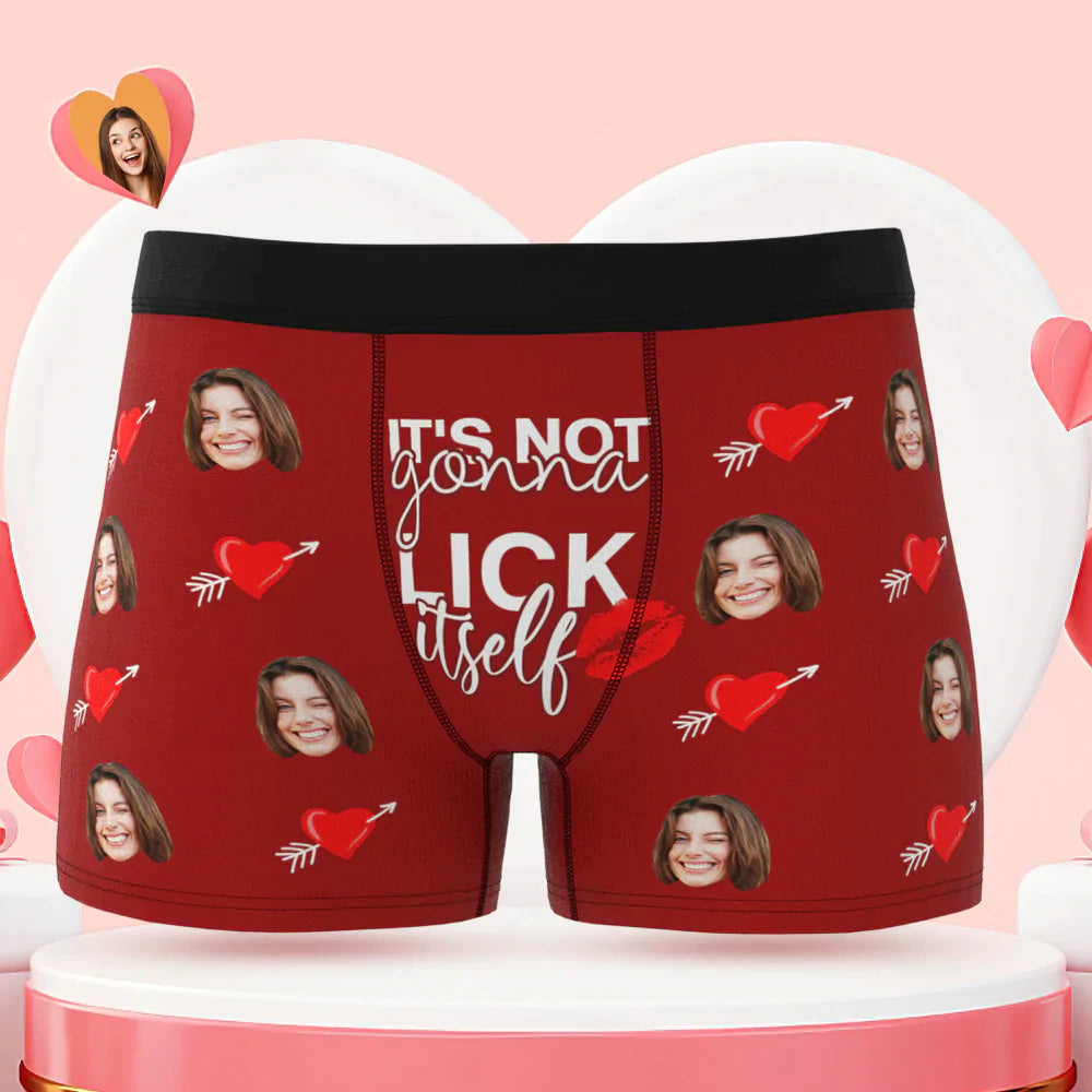 Custom Face Lick Itself Boxer Briefs Personalised Naughty Valentine's Day Gift for Him