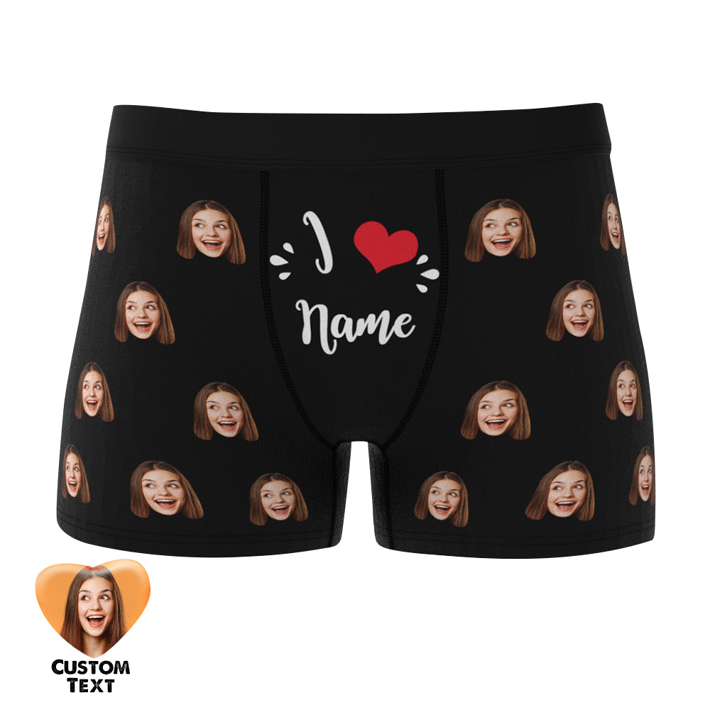 Custom Face Boxer Briefs I Love Name Personalised Naughty Valentine's Day Gift for Him	 - MyFaceBoxerUK