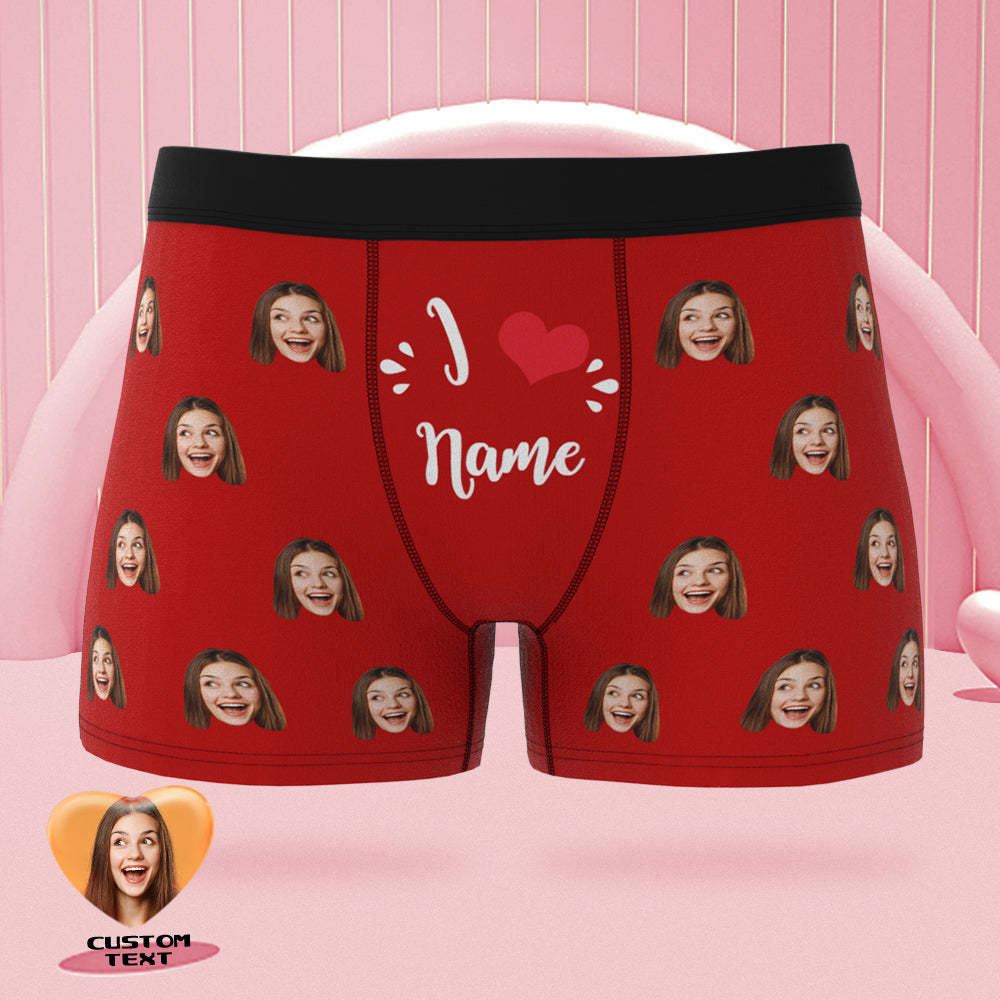 Custom Face Boxer Briefs I Love Name Personalised Naughty Valentine's Day Gift for Him - MyFaceBoxerUK