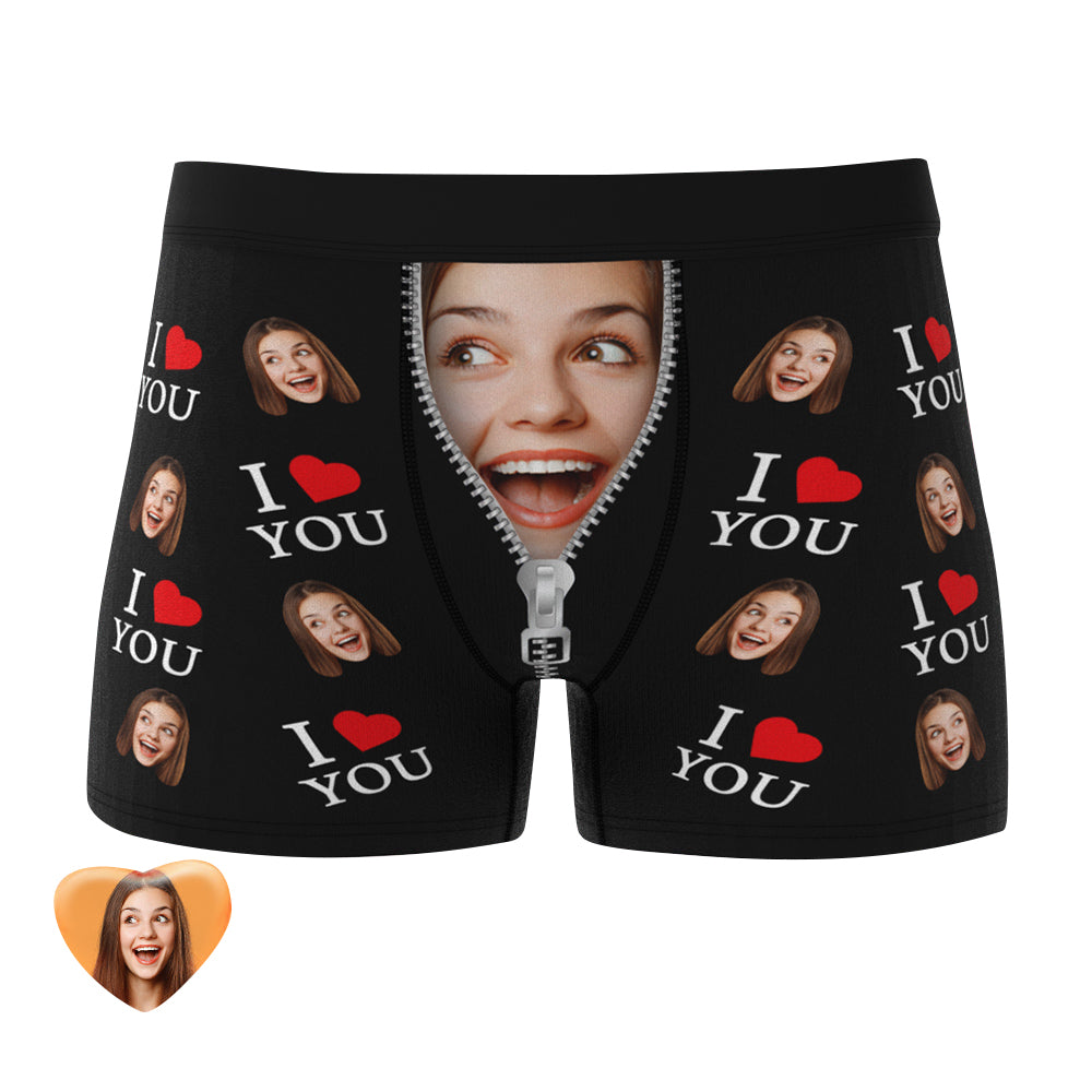 Custom Face Boxer Briefs I Love You Personalised Naughty Valentine's Day Gift for Him	 - MyFaceBoxerUK