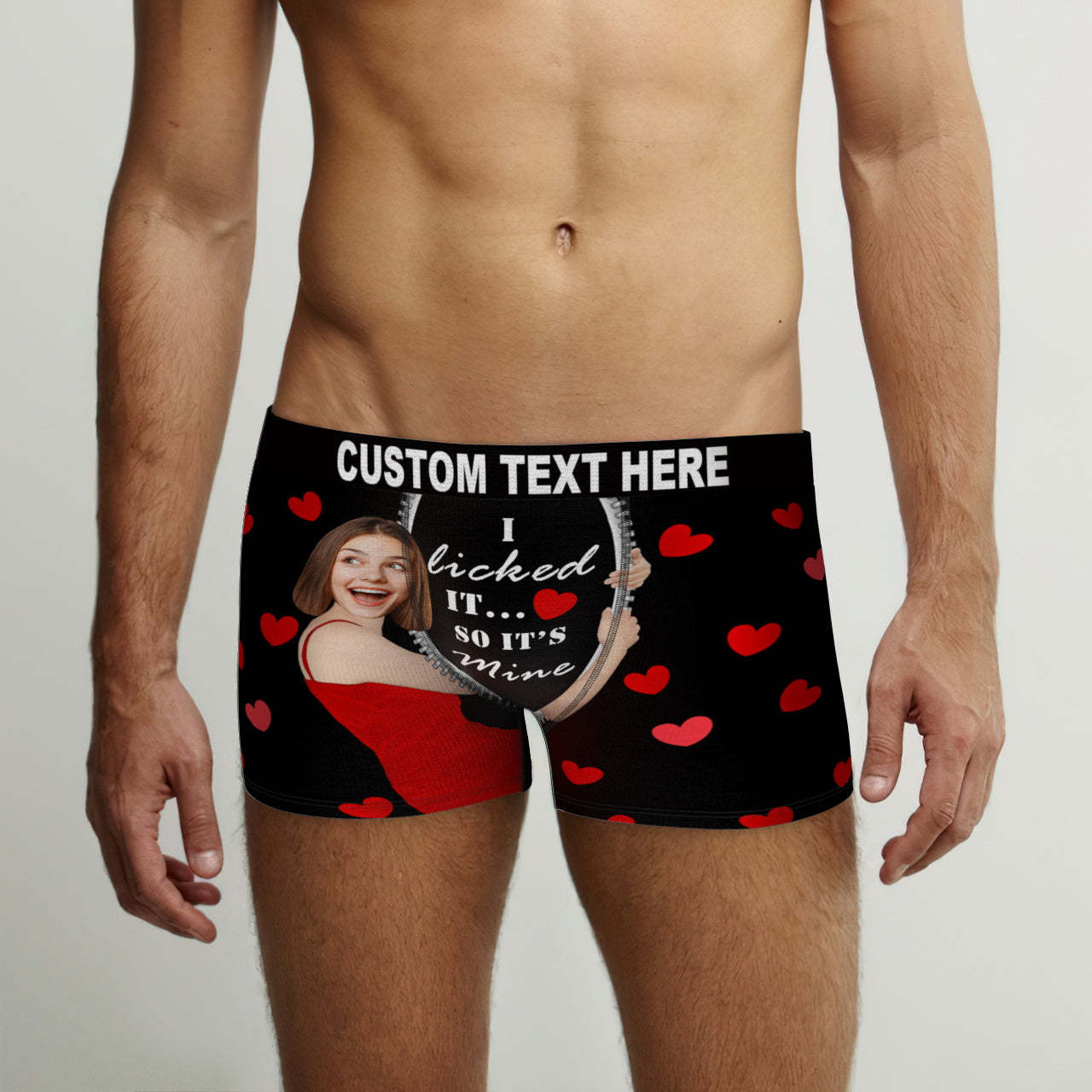 Custom Girlfriend Face Boxer Briefs I Licked It Personalised Naughty Valentine's Day Gift for Him - MyFaceBoxerUK