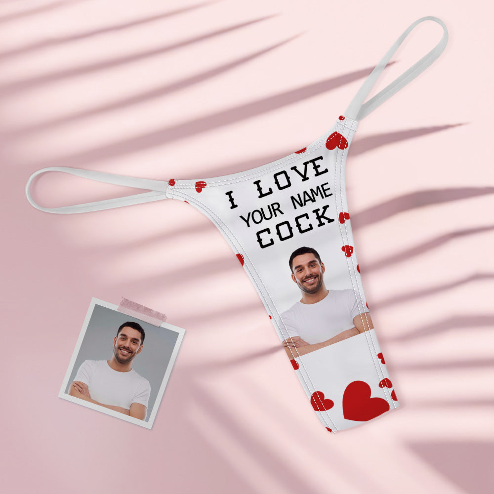 Custom Face Women's Colorful Tanga Thong Valentine's Day Gift I Love Your Cock	 - MyFaceBoxerUK
