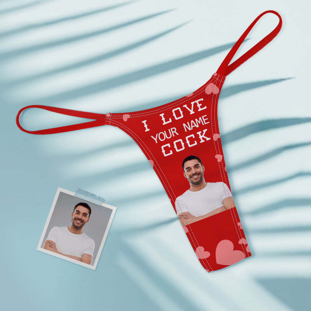 Custom Face Women's Colorful Tanga Thong Valentine's Day Gift I Love Your Cock	 - MyFaceBoxerUK