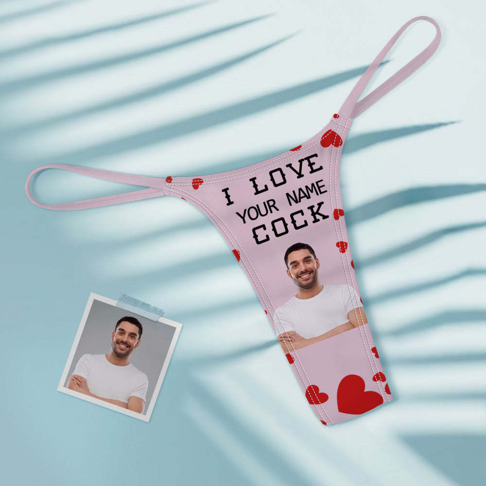 Custom Face Women's Colorful Tanga Thong Valentine's Day Gift I Love Your Cock	 - MyFaceBoxerUK