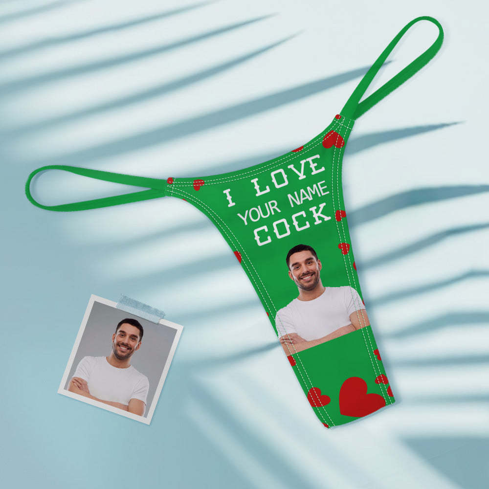 Custom Face Women's Colorful Tanga Thong Valentine's Day Gift I Love Your Cock - MyFaceBoxerUK