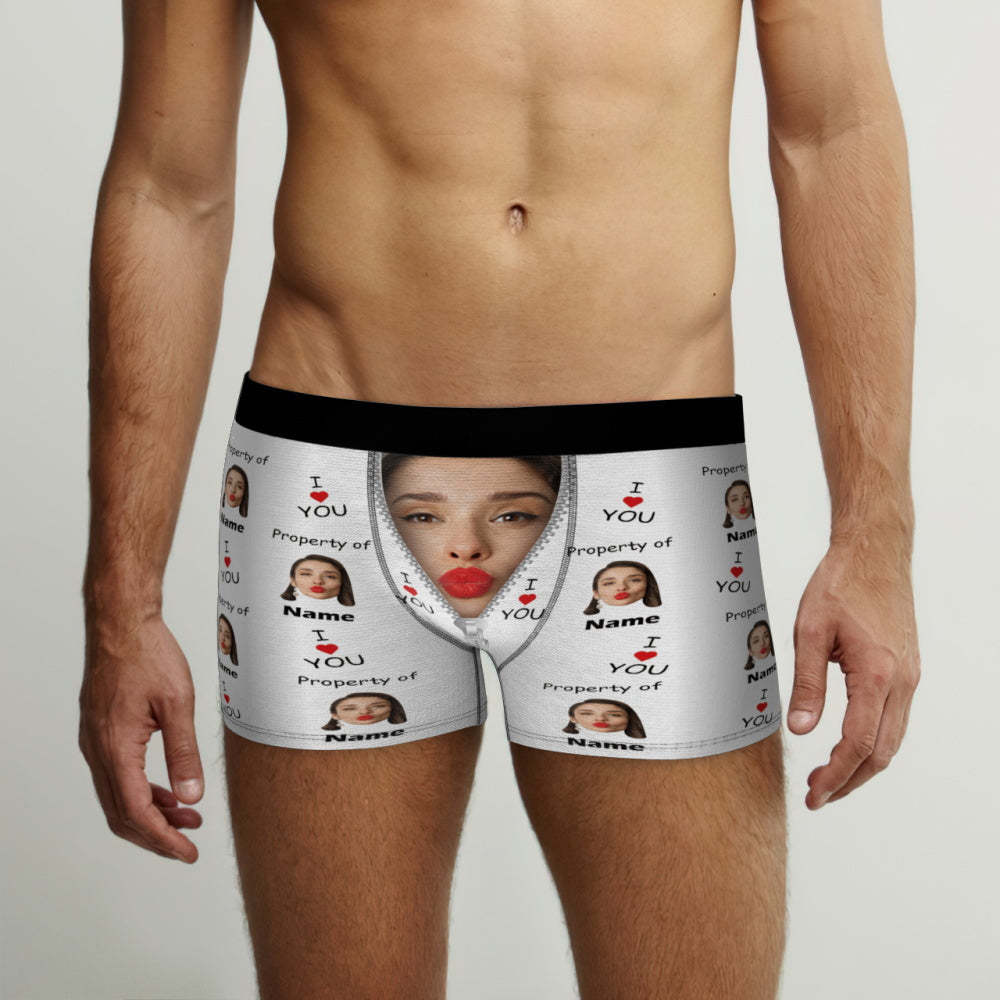 Customized Boxer Briefs I Love You Property of Name Men's Personalised Underwear Funny Gift - MyFaceBoxerUK