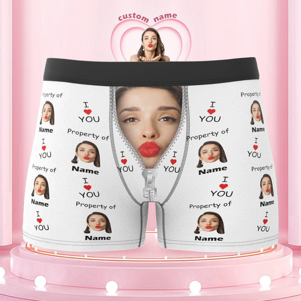 Customized Boxer Briefs I Love You Property of Name Men's Personalised Underwear Funny Gift