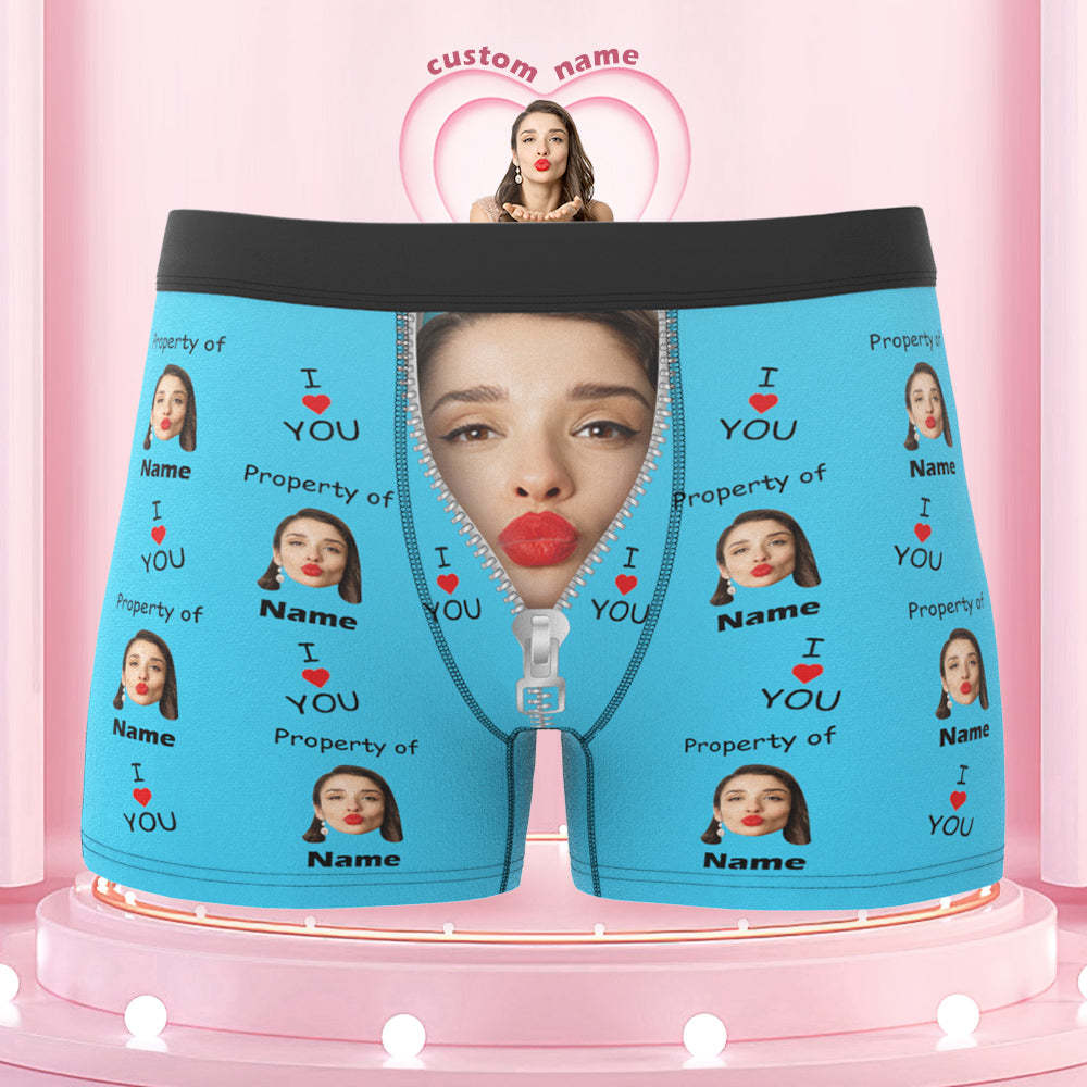 Customized Boxer Briefs I Love You Property of Name Men's Personalised Underwear Funny Gift - MyFaceBoxerUK