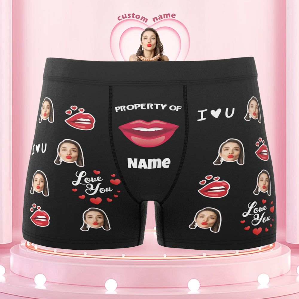 Customized Boxer Briefs Love You Property of Name Men's Personalised Underwear Funny Gift