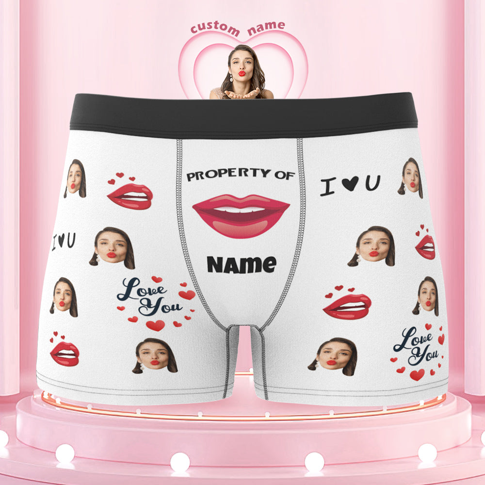 Customized Boxer Briefs Love You Property of Name Men's Personalised Underwear Funny Gift
