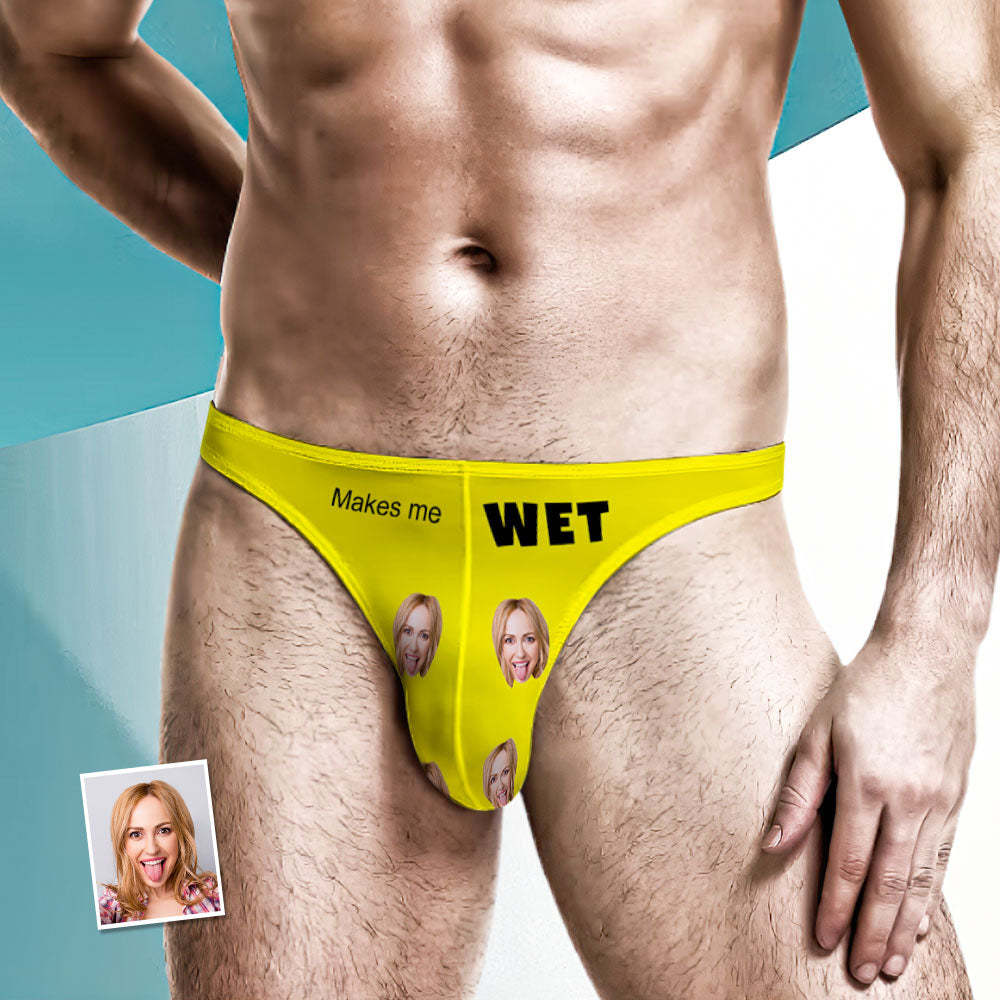 Custom Face Men's Thong - Makes Me Wet Men's Briefs - MyFaceBoxerUK