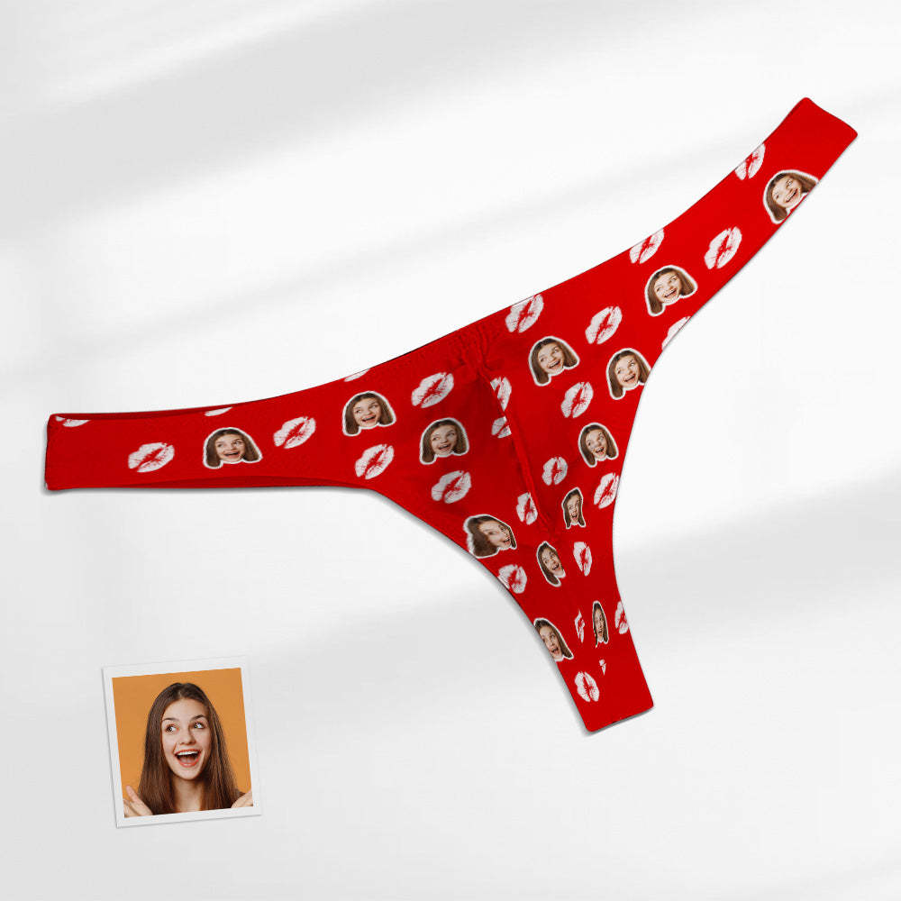 Custom Face Red Lips Men's Thong Kiss Men's Briefs - MyFaceBoxerUK