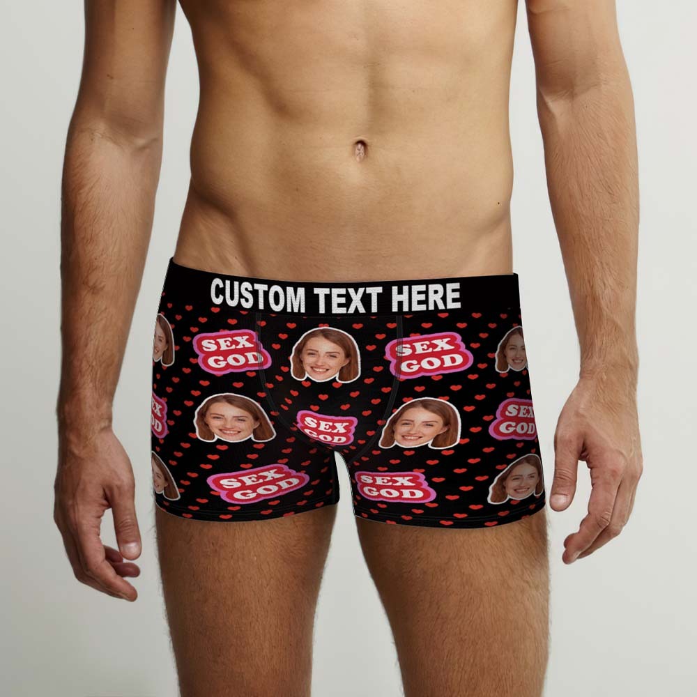 Custom Face Boxers Briefs Personalised Men's Shorts With Photo - Sex God	 - MyFaceBoxerUK