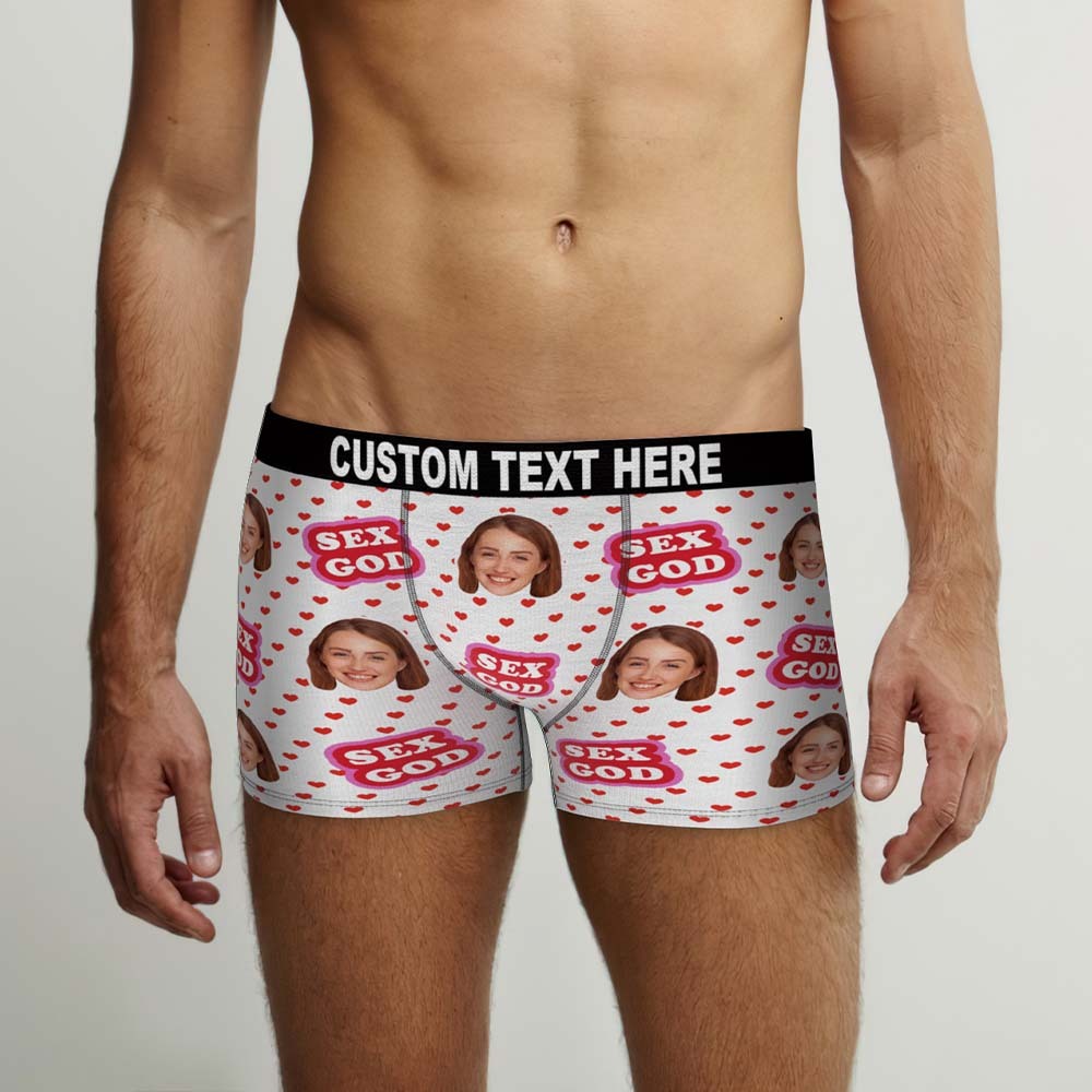 Custom Face Boxers Briefs Personalised Men's Shorts With Photo - Sex God	 - MyFaceBoxerUK