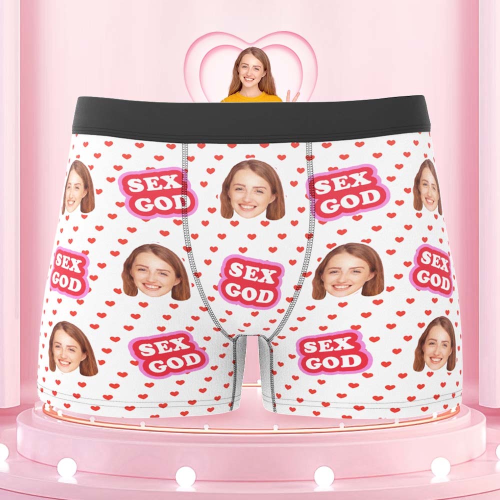 Custom Face Boxers Briefs Personalised Men's Shorts With Photo - Sex God	 - MyFaceBoxerUK