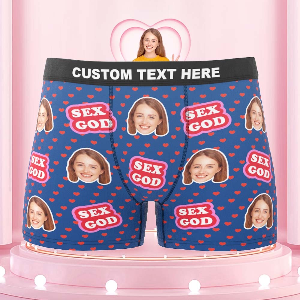 Custom Face Boxers Briefs Personalised Men's Shorts With Photo - Sex God	 - MyFaceBoxerUK