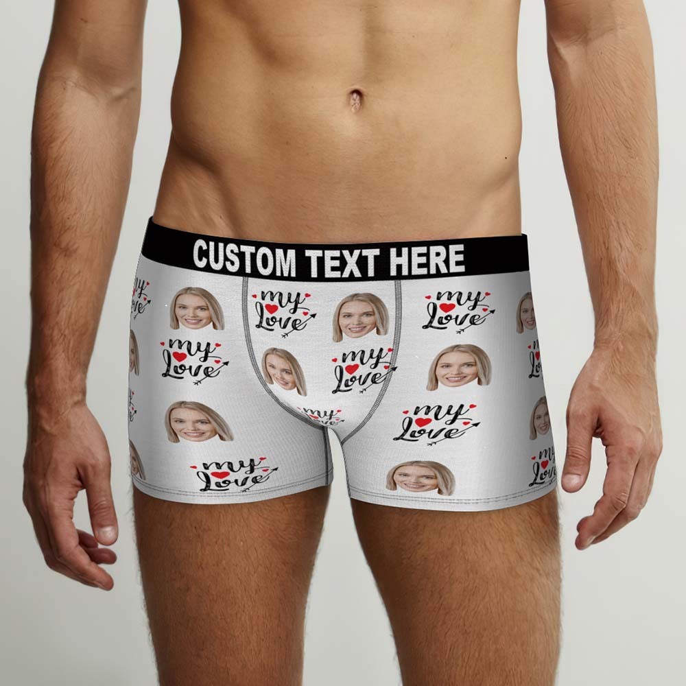 Custom Face Boxers Briefs To My Love Personalized Photo Underwear Gift for Him - MyFaceBoxerUK